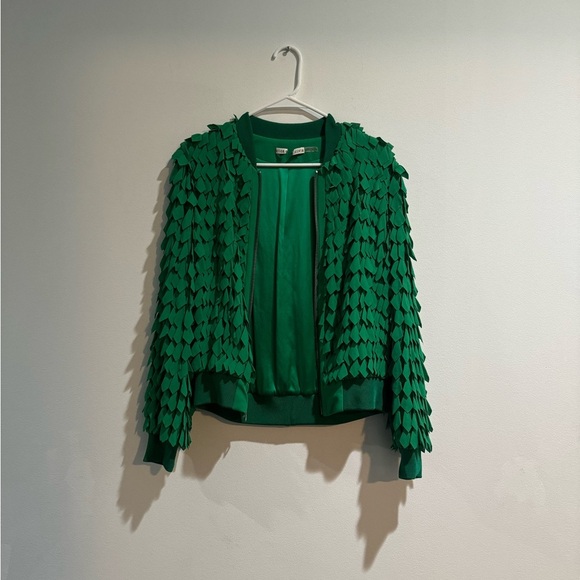 Alice and Olivia Green Textured Bomber Jacket - NWOT - Picture 1 of 3